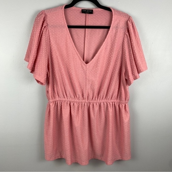 LANE Bryant Peony Swing Flutter-Sleeve Clip Dot Babydoll Top Size 14/16 - Picture 4 of 13